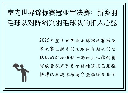室内世界锦标赛冠亚军决赛：新乡羽毛球队对阵绍兴羽毛球队的扣人心弦对决
